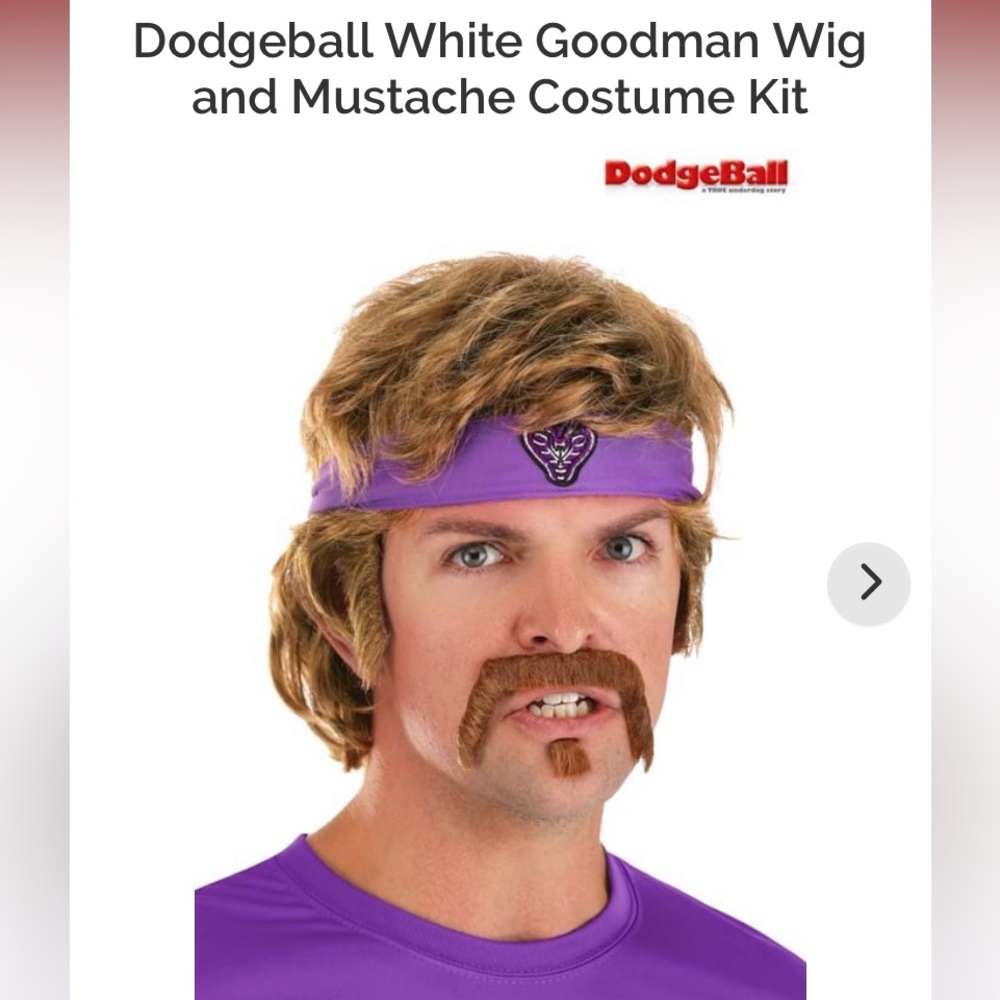 White Goodman Wig and Mustache Costume Kit - Brown - Picture 1 of 3